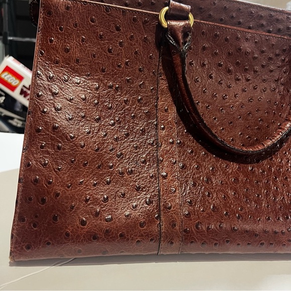 Brahmin Anywhere Weekender Bag OSTRICH Brown Sidney Gold Hardware - Picture 7 of 16